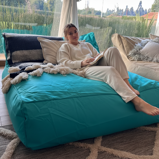 PUFF SILLÓN TURQUESA