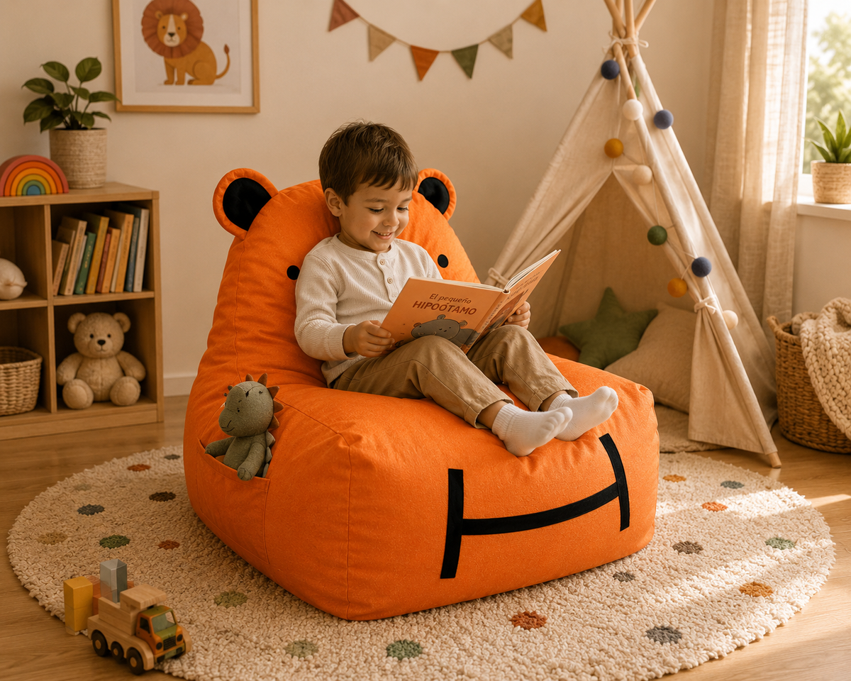 Puff Infantil Hippo Naranjo